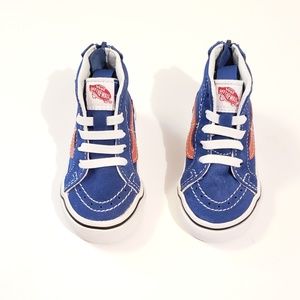 Toddler Blue and Orange Hi-Top Vans Sneakers